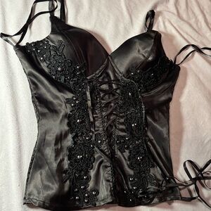 Elegant Black Lace Corset Top